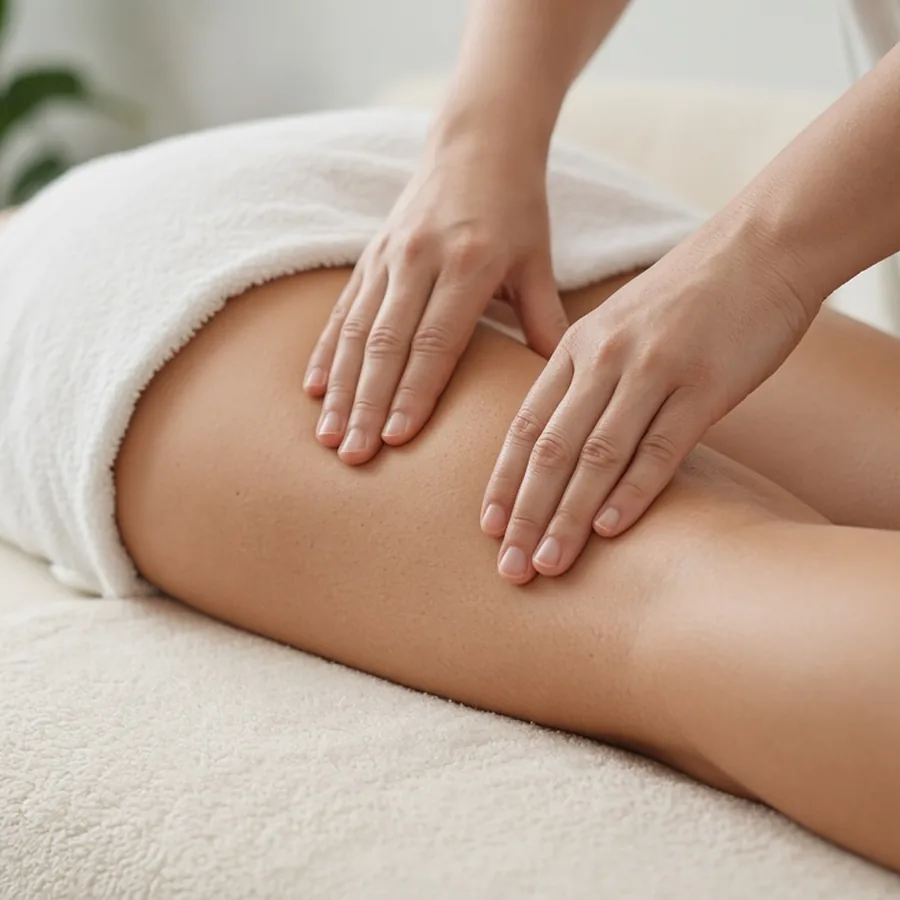 Massaggio drenante alle gambe con movimenti verso l’alto