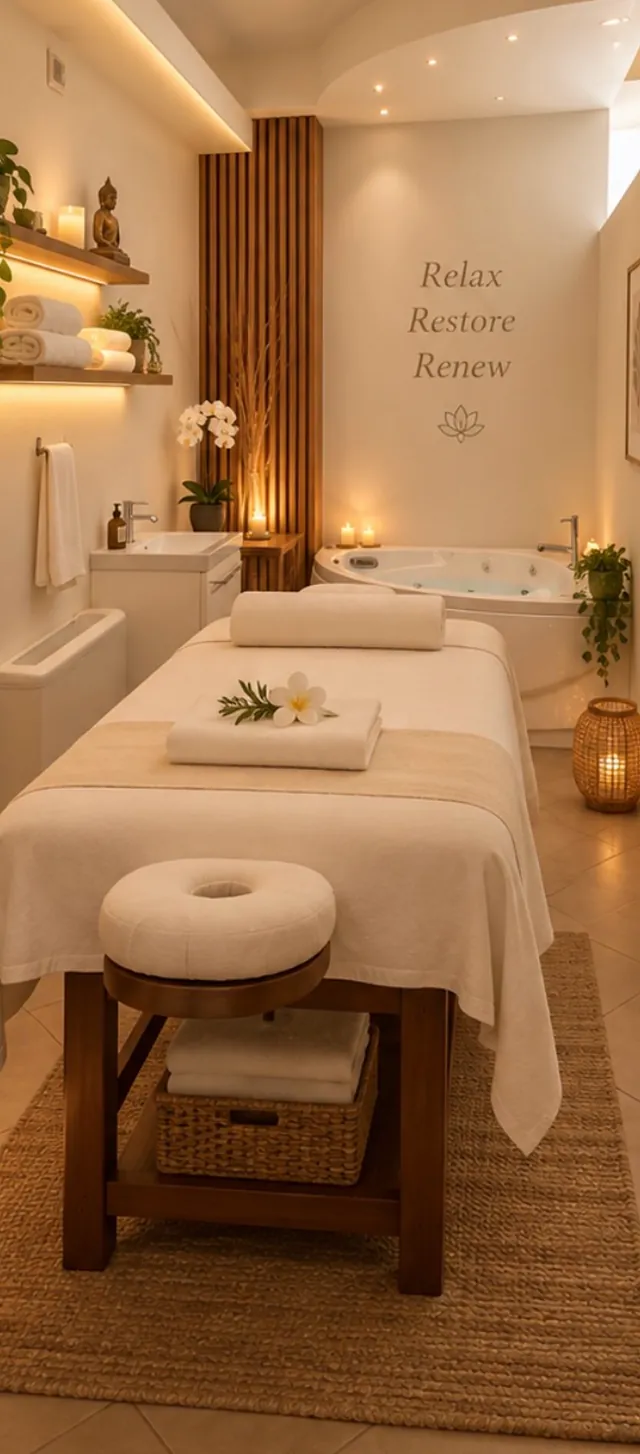 Sala massaggi Zami Studio Benessere a Piacenza con lettino e vasca idromassaggio
